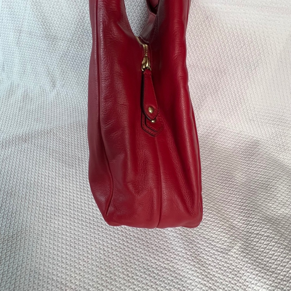 COACH Campbell Dark Red Leather Large Hobo Shoulder Bag Chunky Brass Buckle Y2K - Picture 7 of 16